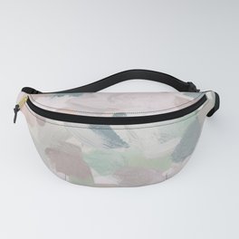 Fuzzy Flowers I - Mint Seafoam Green Dusty Rose Blush Pink Abstract Nature Spring Painting Print Fanny Pack