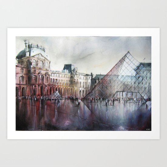 Le Louvre - Paris Watercolor Art Print