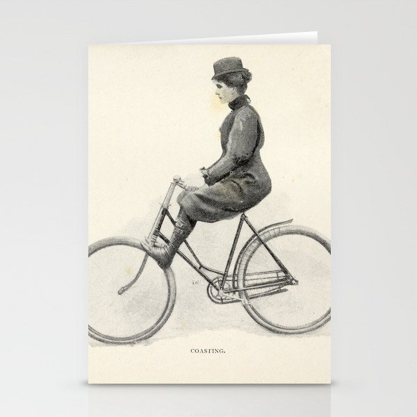 "Coasting" from "Bicycling for Ladies" by Maria E. Ward, 1896 Stationery Cards