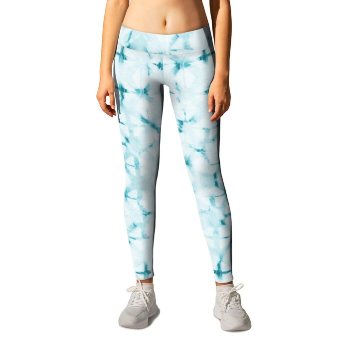 White and turquoise water spots Leggings