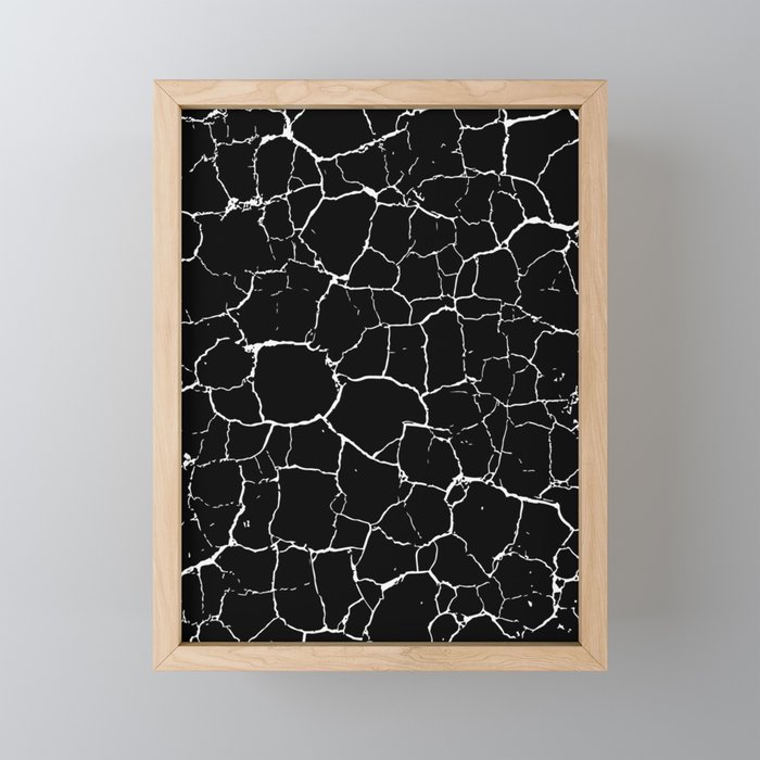 Black Cracks Texture #2 Framed Mini Art Print