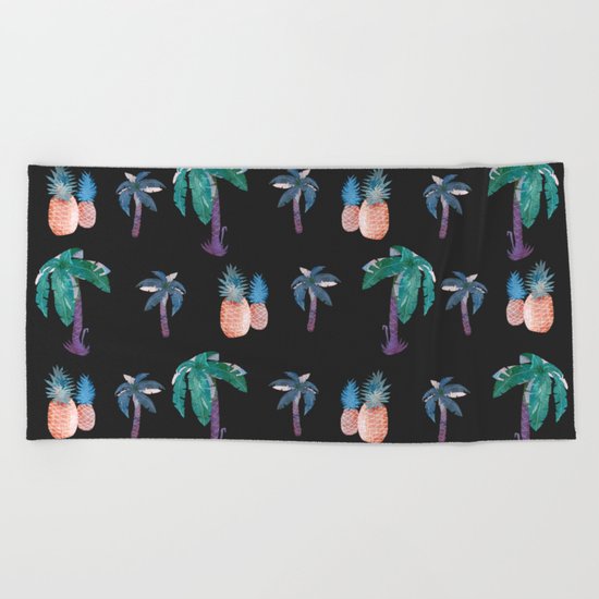 Tropical at Night Beach Towel