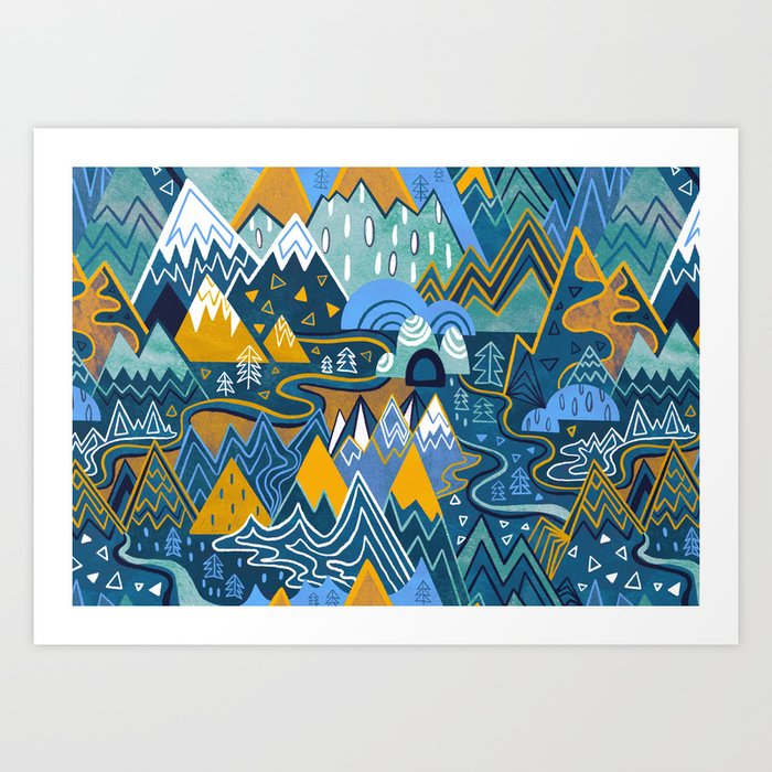 Maximalist Mountain Maze  Art Print