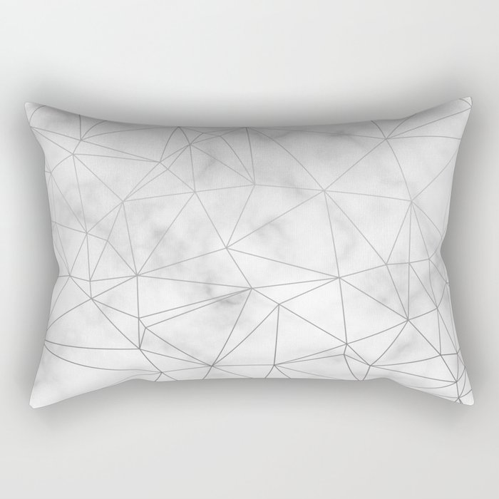 Marble Silver Geometric Texture Rectangular Pillow