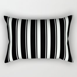 [ Thumbnail: Black & Mint Cream Colored Lines/Stripes Pattern Rectangular Pillow ]