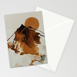 abstract mountains, rustic orange sunrise Stationery Card