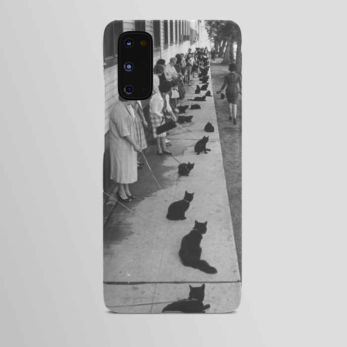 Black Cats Auditioning in Hollywood black and white photograph Android Case