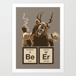 Funny chemistry bear discovered beer Kunstdrucke | Graphic Design, Animal, Food, Drawing, Illustration 