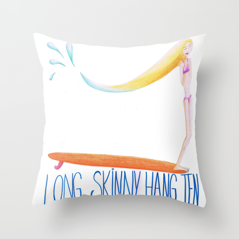 Long Skinny Hang Ten Throw Pillow By Millekurowsky Society6