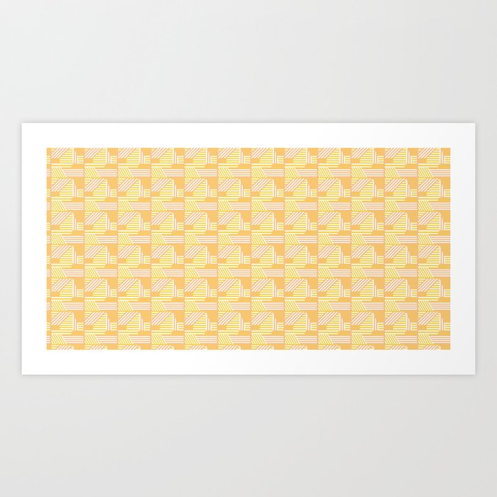Geo Sunrise Art Print | Graphic-design, Geometric, Yellow, Orange, Pattern, Lil-6ers, Kids, Summer