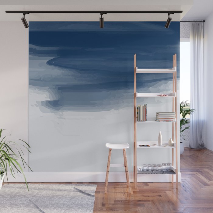Blue Abstract Brush Strokes Pattern Wall Mural By Grebenyuk Society6