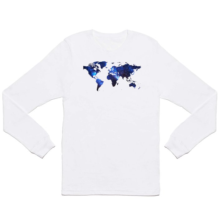 Space Milkyway World Map - Blue Long Sleeve T Shirt