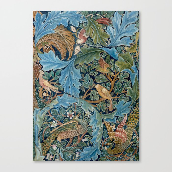 William Morris Woodland Forest Birds Tapestry Canvas Print