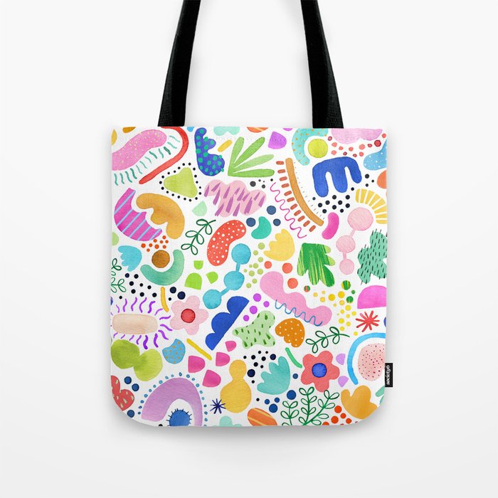 Modern bold abstract shapes Multicolored white Tote Bag
