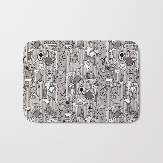 Books: Through the rabbit hole_Warm Gray Bath Mat