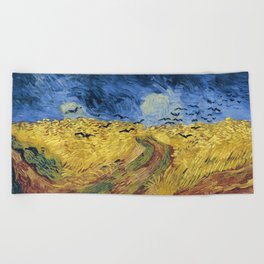 Wheatfield with Crows by Vincent van Gogh Beach Towel
