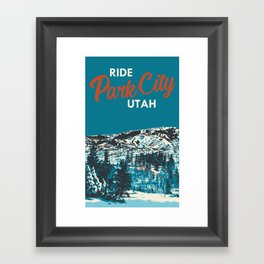 Park City Vintage Snowboarding Poster Framed Art Print