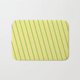[ Thumbnail: Tan & Green Colored Stripes/Lines Pattern Bath Mat ]