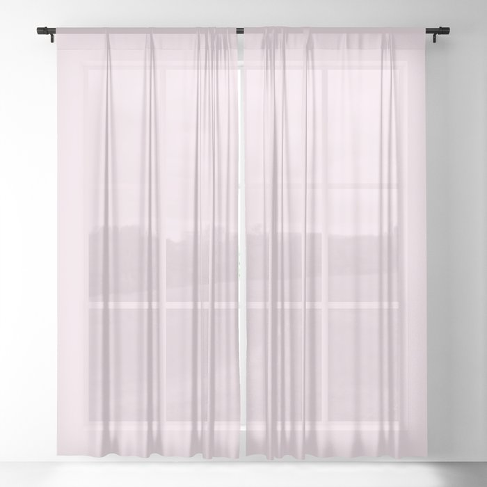 Ultra Pale Pastel Pink Solid Color Hue Shade - Patternless Sheer Curtain