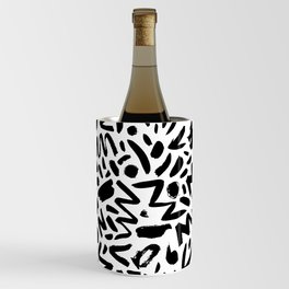 Abstract Memphis Style Brush Pattern (white) Wine Chiller