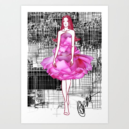 My rose dress fashion illustration concept. Art Print