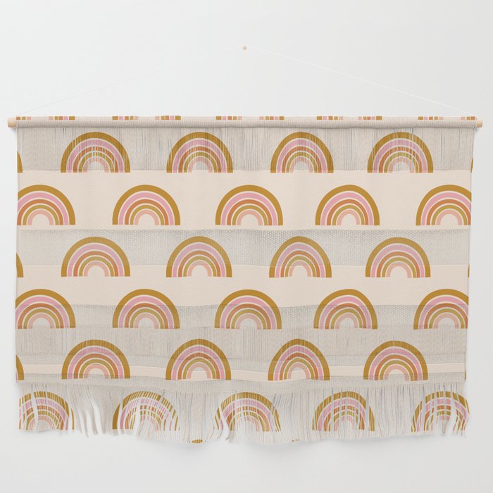 Boho Rainbow Pattern in Blush and Terracotta Wall Hanging