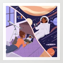 outer space face time Art Print