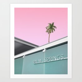 Welcome to Palm Springs with Pink Sky Art Print
