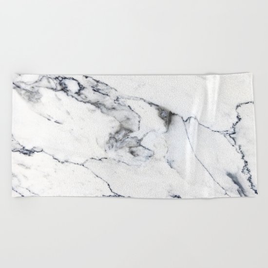 White Marble I Beach Towel
