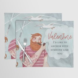 Valentine man sailor captain & dog in boat Placemat