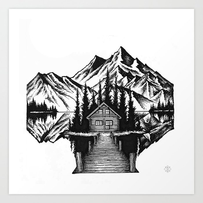 Lake cabin Art Print by wildwither | Society6