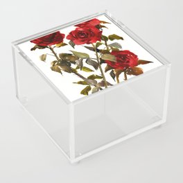 Burgundy Red Roses, deep red floral olive green dark red design roses from garden Acrylic Box