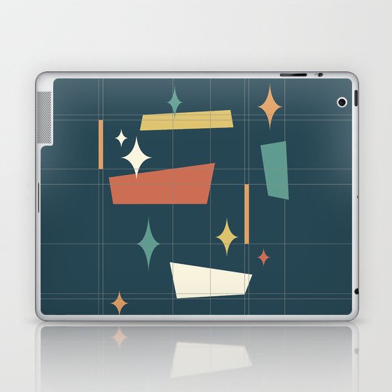 Mid Century Modern Abstract Composition 7 in Charcoal Laptop & iPad Skin