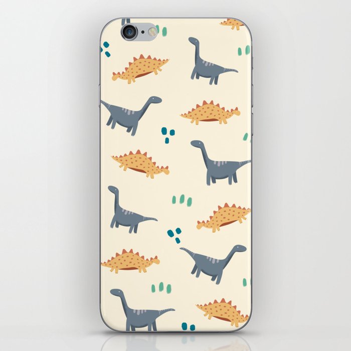 Cute Dinosaurs Print On Pastel Background Pattern iPhone Skin