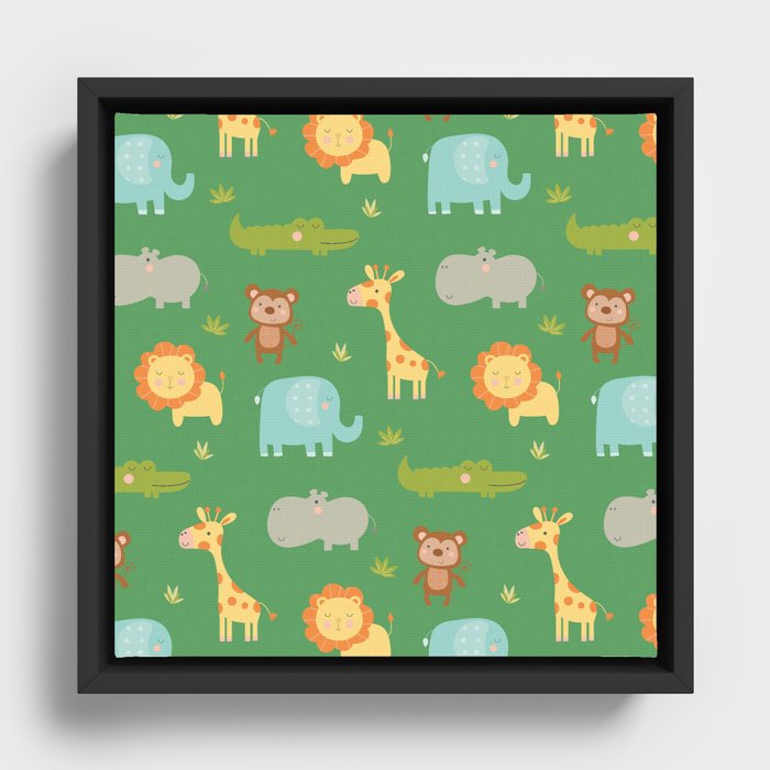 Amazing Baby Elephant Design Framed Canvas