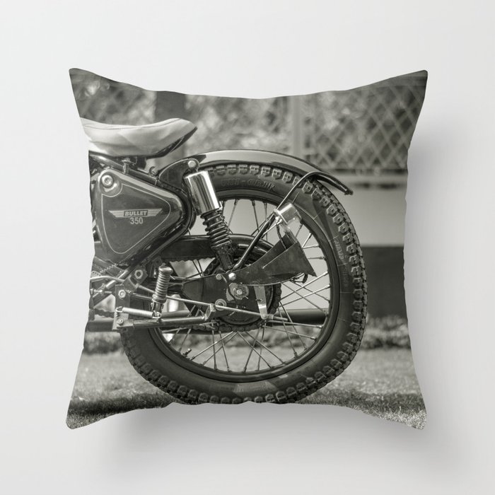 The Vintage Royal Enfield Bullet 350 Motorcycle Throw Pillow