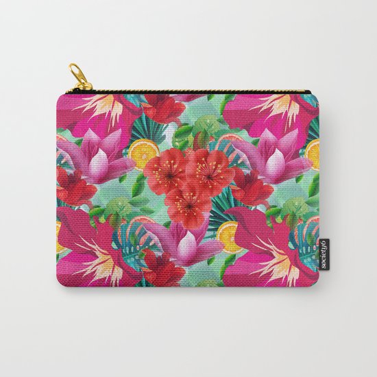Tropical Summer Flower And Fruit Pattern Carry-All Pouch