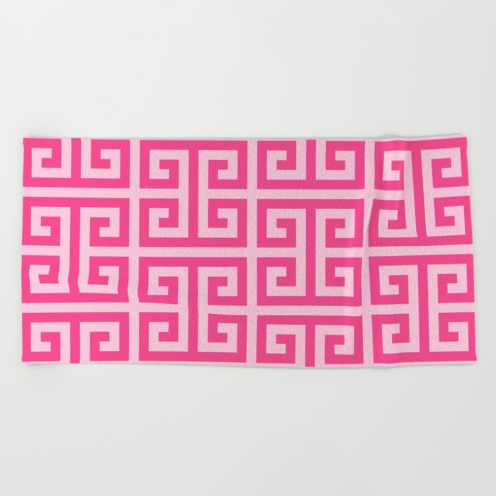 Girly Pink Large Greek Key Pattern Comforters Beach Towel
