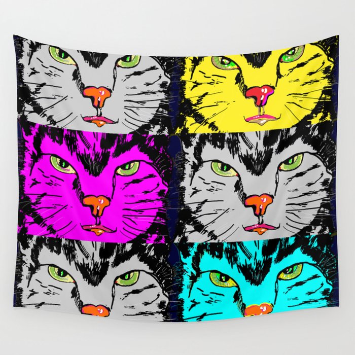 cat faces,visages de chat Wall Tapestry