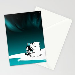 Icelandic bear, aurora borealis Stationery Cards