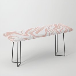 Liquid Contemporary Abstract Simone Pink and White Swirls - Pink Retro Liquid Swirl Pattern Bench