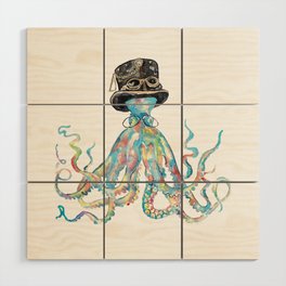 Geek octopus watercolor painting  Wood Wall Art