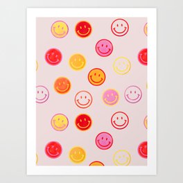Smiling Faces Pattern Art Print