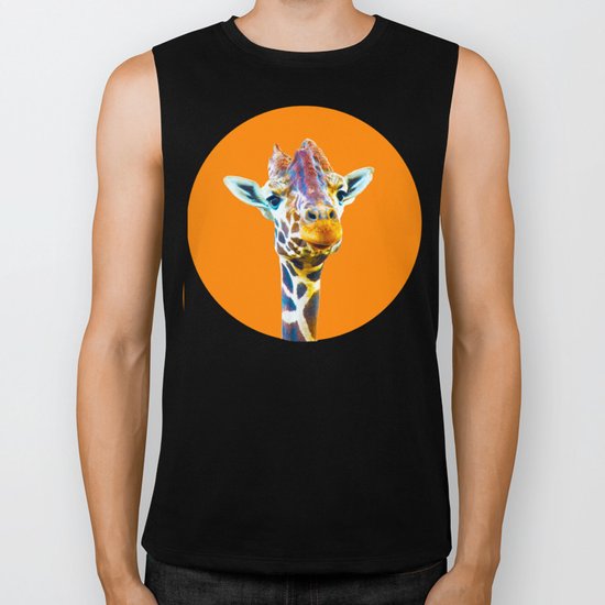orange giraffe Biker Tank