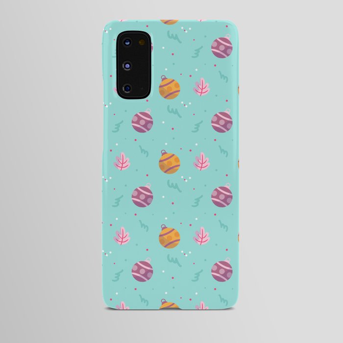 Christmas Pattern Turquoise Ornaments Android Case