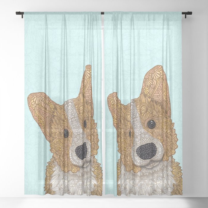 Cute Corgi Sheer Curtain