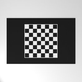 Vintage Chessboard & Checkers - Black & White Welcome Mat