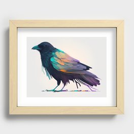 Crow with colorful wings Recessed Framed Print