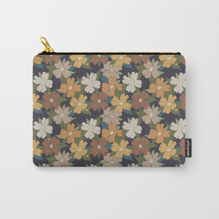 autumn green navy blue golden harvest florals dogwood symbolize rebirth and hope Carry-All Pouch