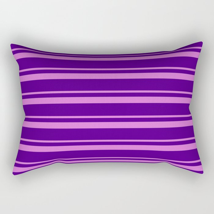 Orchid and Indigo Colored Lined/Striped Pattern Rectangular Pillow